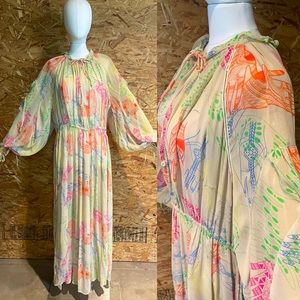 Mochi The Art of Embroidery chiffon maxi dress with embroidered hands. Size S